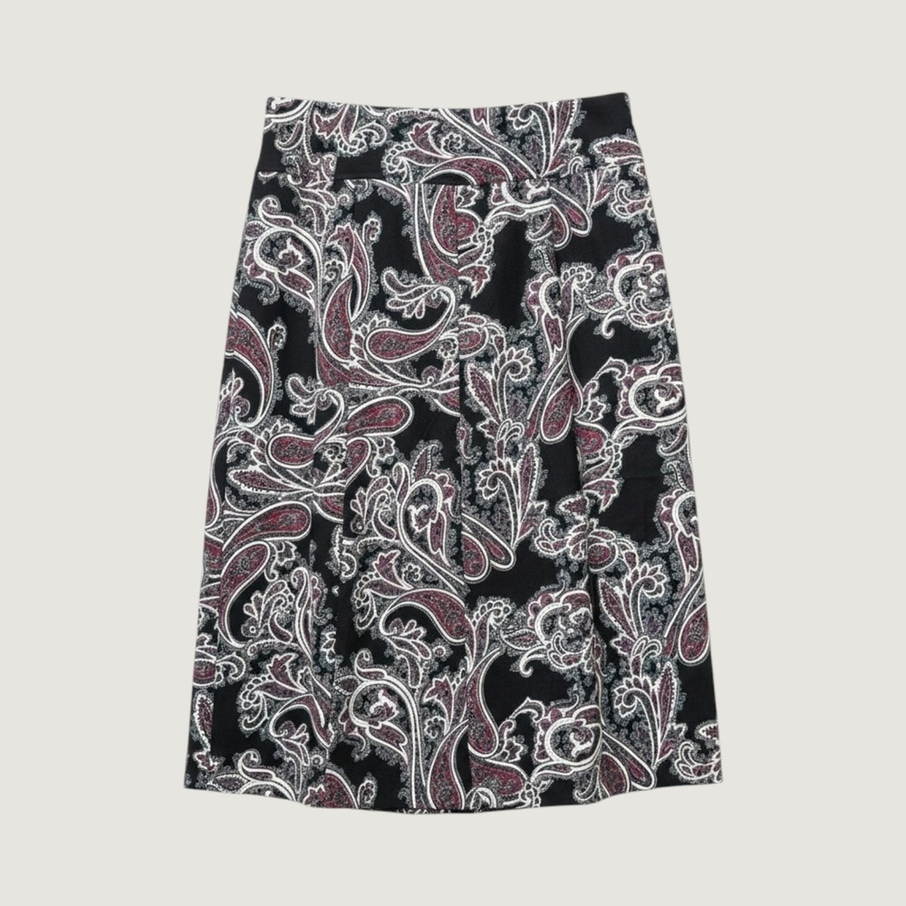 NWT Paisley Suede Business Midi Skirt Women's 12 Casual Cottagecore Fairy Hippie